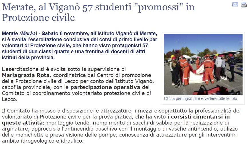 Merate, al Viganò 57 studenti “promossi” in Protezione civile (08/11/2021)
