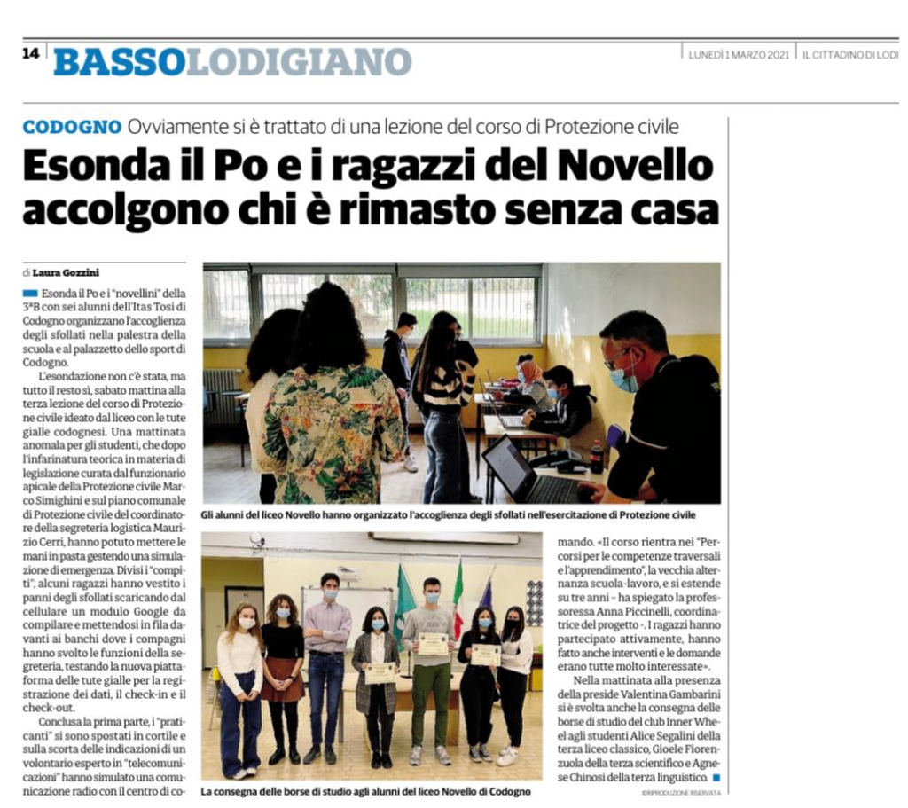 “Esonda” il Po e i ragazzi del Novello “accolgono” chi è rimasto senza casa