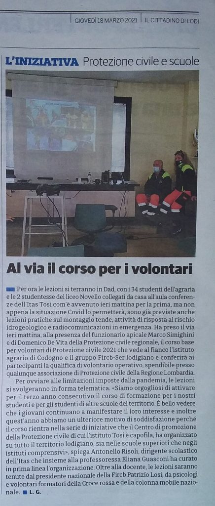 Il cittadino di Lodi 18 marzo 2021 Protezione Civile e scuole